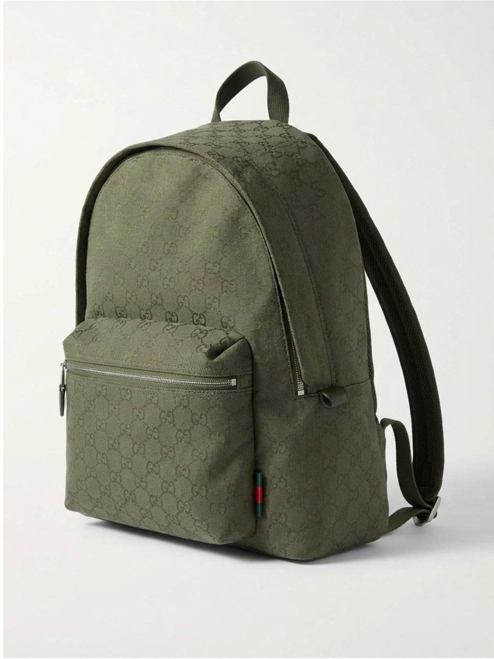 New Gucci GG Monogram Canvas men medium backpack, olive green